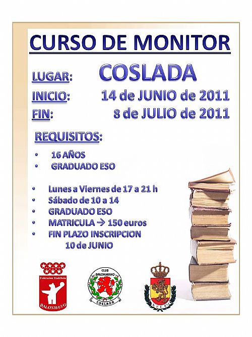 CURSO DE MONITOR EN COSLADA del 14 de JUNIO al 8 de JULIO de 2011