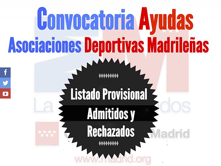 LISTADO PROVISIONAL ADMITIDOS Y EXCLUIDOS CONVOCATORIA AYUDAS ASOCIACIONES DEPORTIVAS
