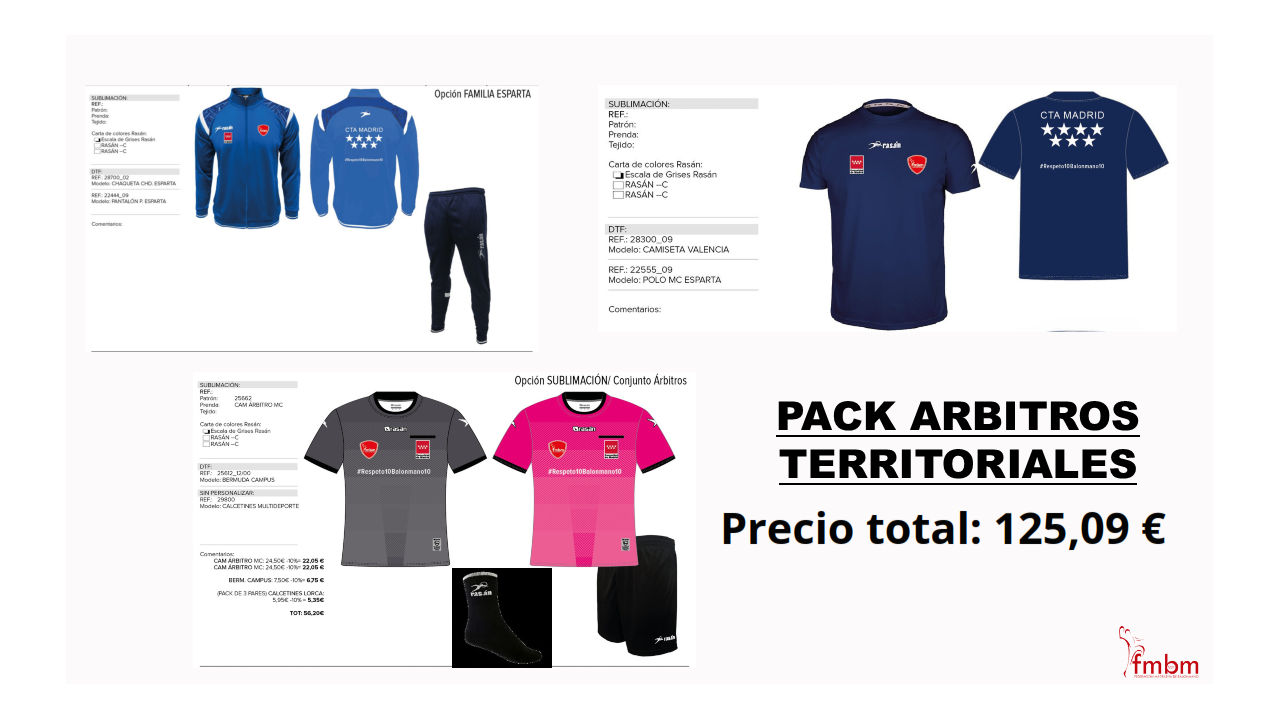 MATERIAL DEPORTIVO CTA TEMPORADA 2025/2026 árbitros territoriales